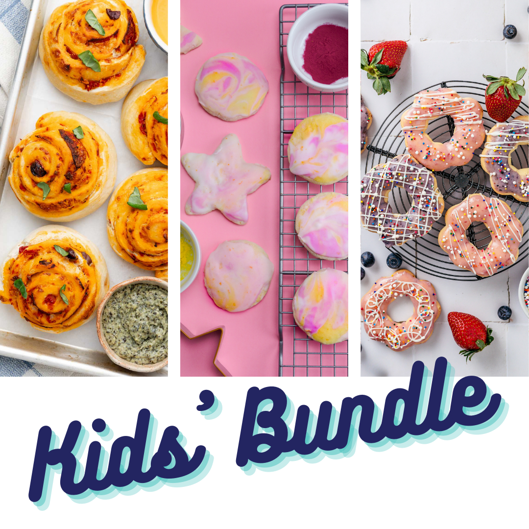 Bake Eat Love Kids Baking Kit Bundle, three baking kits for kids in elementary school and up