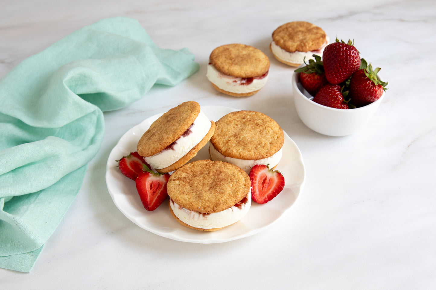 Snickerdoodle Strawberry Cheesecake Ice Cream Sandwiches