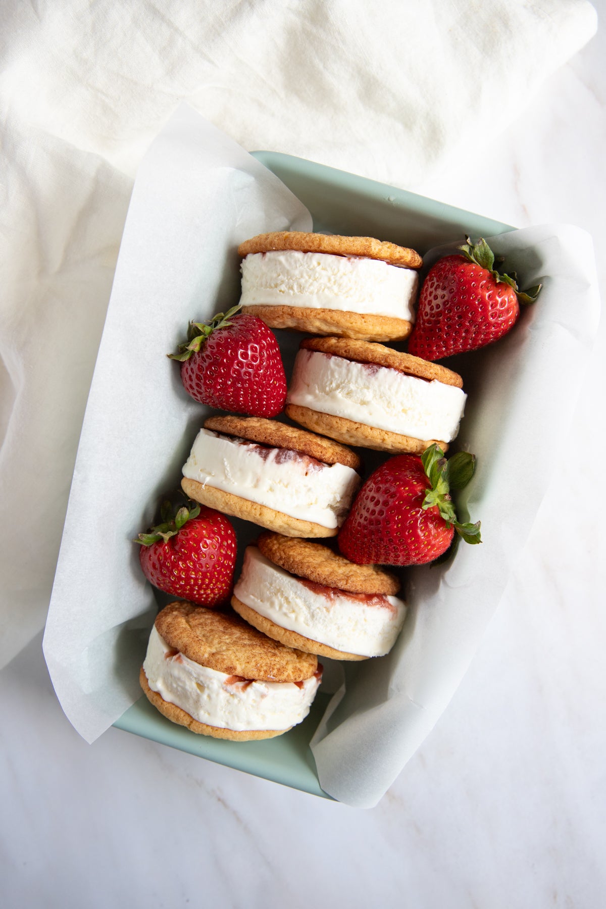 Snickerdoodle Strawberry Cheesecake Ice Cream Sandwiches