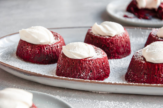 Red Velvet Lava Cakes with Cream Cheese Whipped Cream